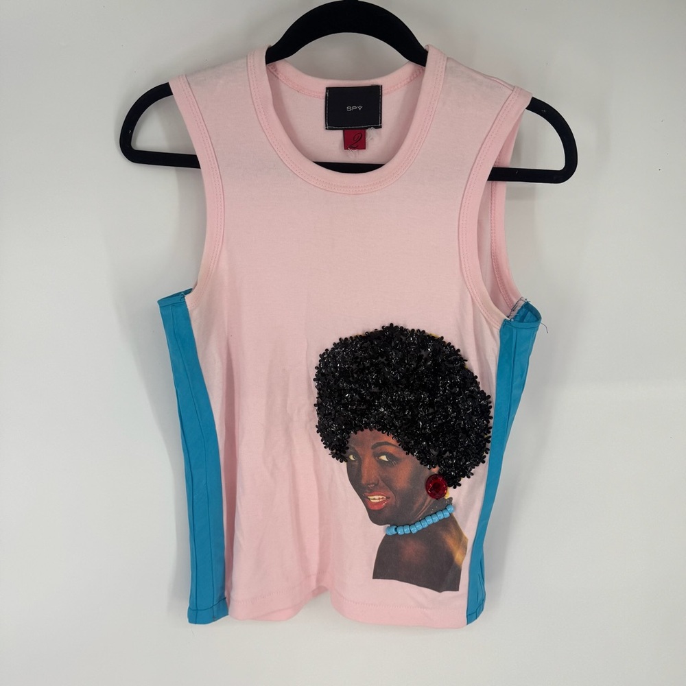 SPY Colorful Sequin Graphic Sleeveless Tank Top